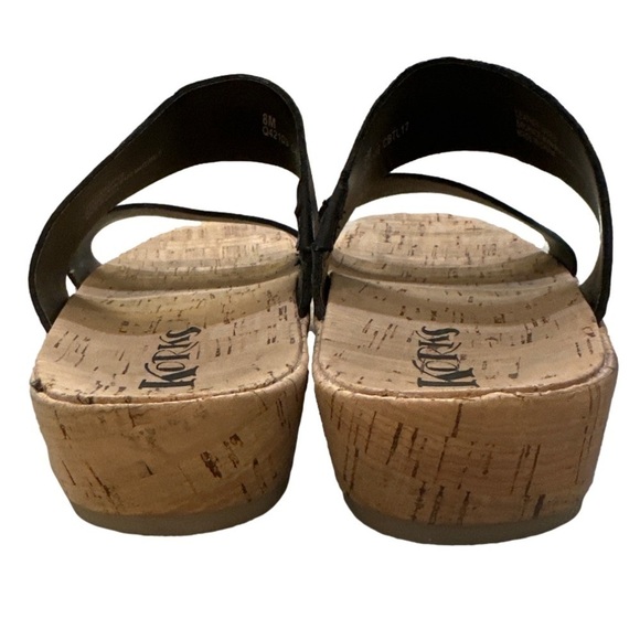 Korks Tidal Sandals Women's Size 8M Shoes Slides Double Strap Black Leather - Picture 4 of 7
